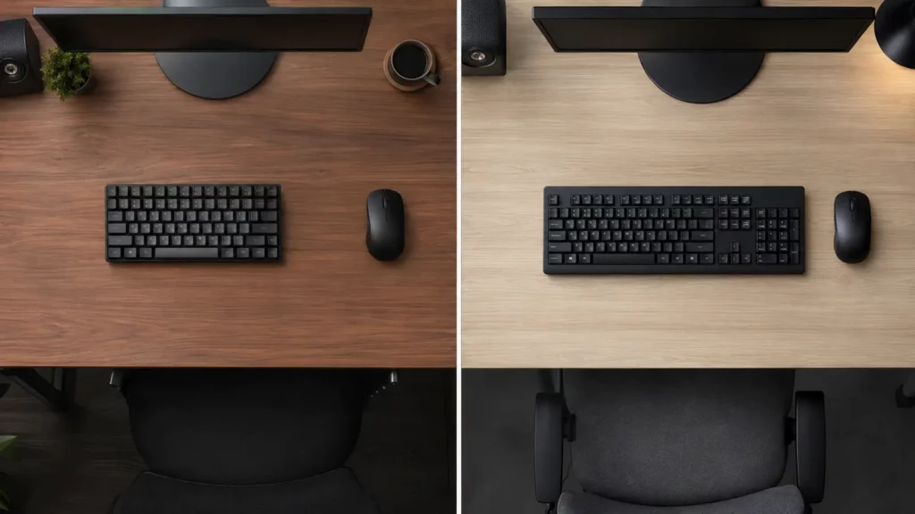 Teclado compacto libera mais espaço para o mouse que um modelo completo.
