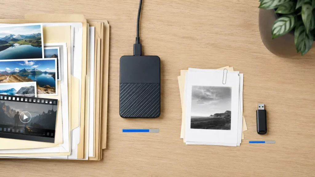 SSD aparece com arquivos grandes e pendrive com documentos menores.
