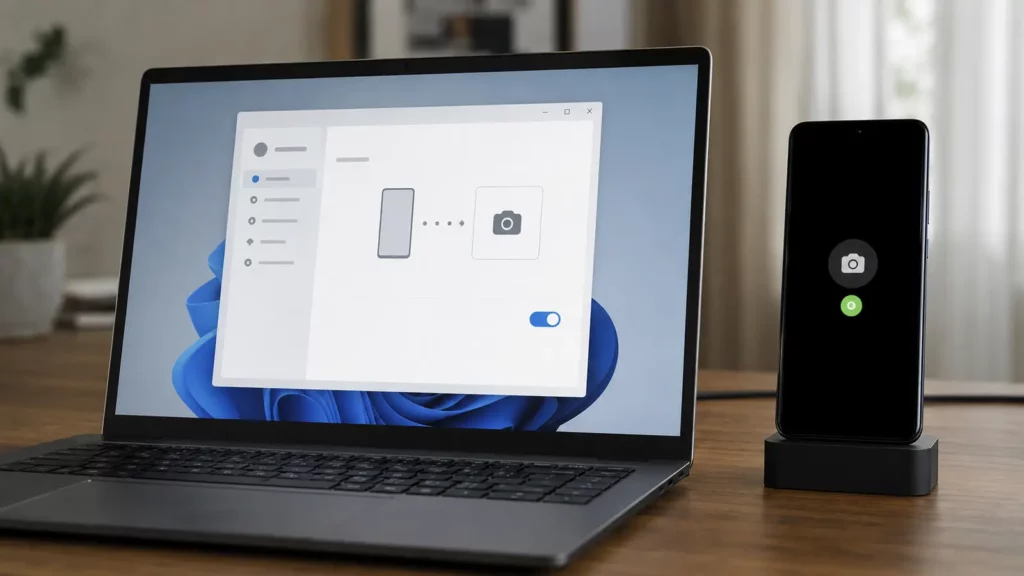 Configuração genérica ativa o celular como câmera conectada no Windows.