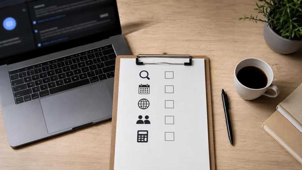 Checklist visual com fonte, data, contexto e confirmação independente.