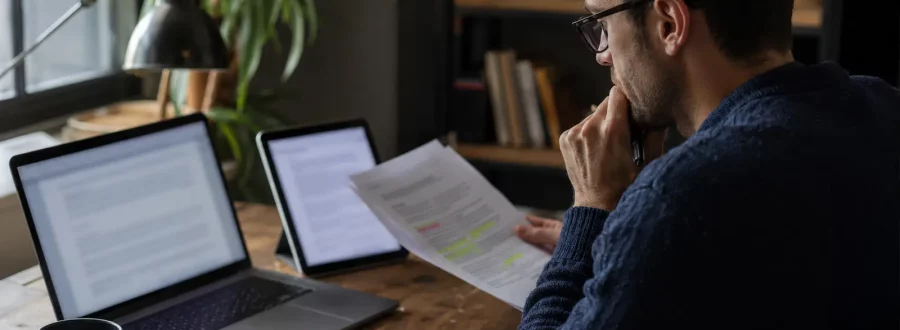 Pessoa conferindo em fontes diferentes uma resposta apresentada por uma ferramenta de inteligência artificial.