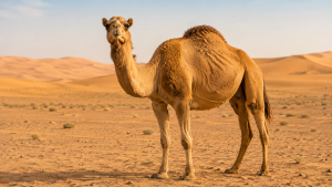 Camelo dromedário adulto em uma paisagem desértica