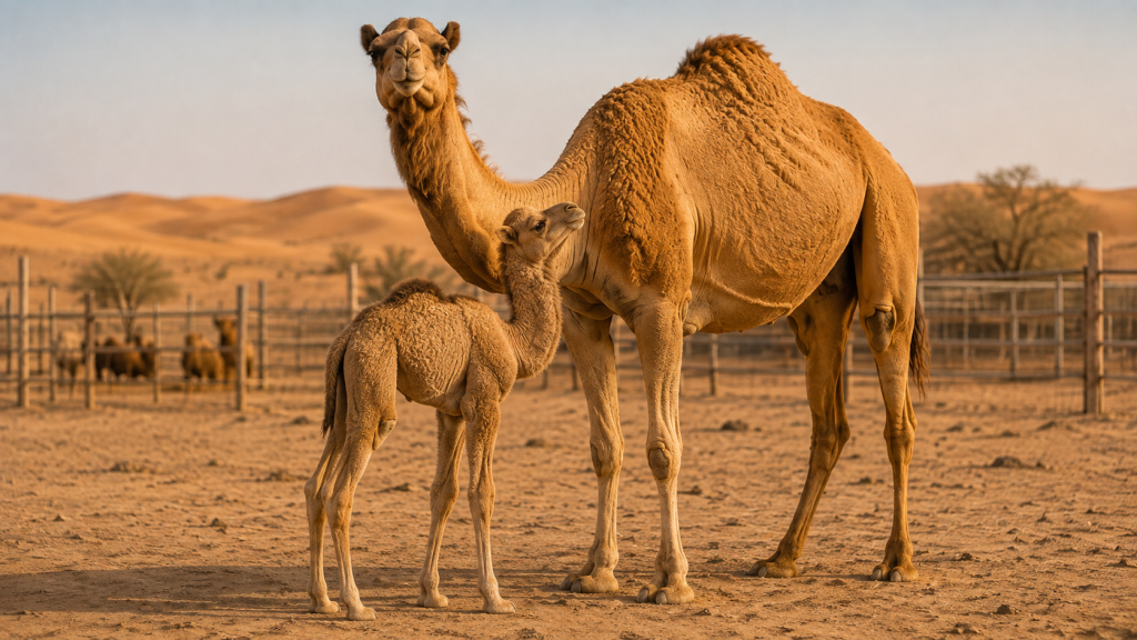 Camelos se alimentando de arbustos em ambiente árido