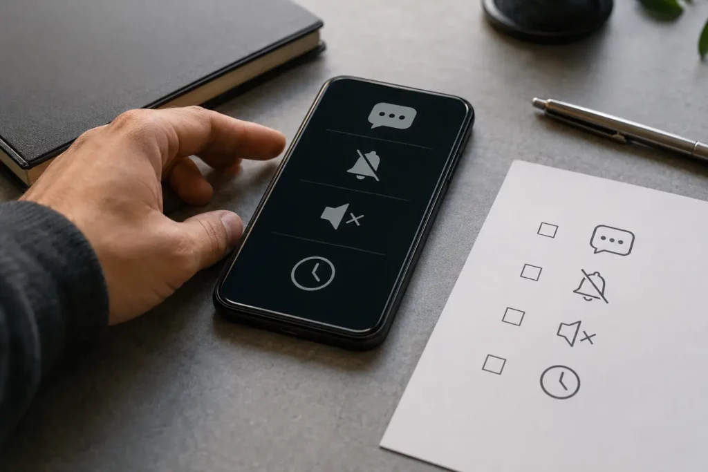 Celular e checklist representam diferentes tipos de falha em notificações.