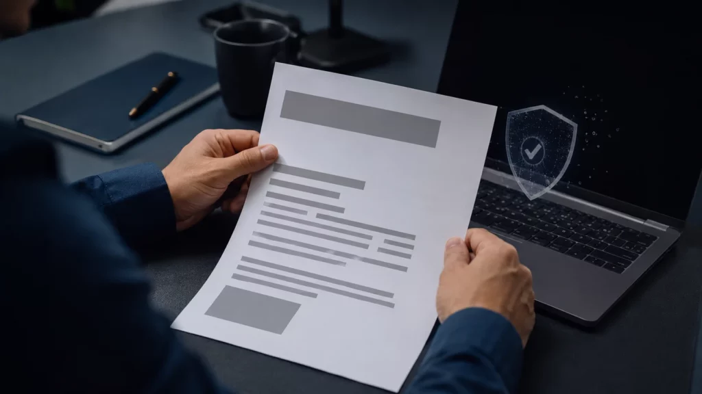 Dados sensíveis de um documento são ocultados antes do uso com IA.