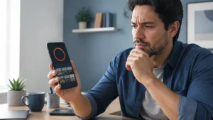 Pessoa observa no celular um indicador de armazenamento quase cheio mesmo após excluir fotos da galeria.