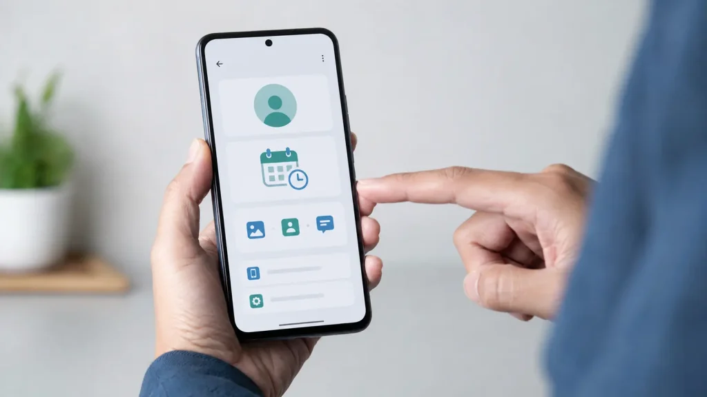 Usuário confere a conta, o horário e as categorias incluídas no backup do Android.