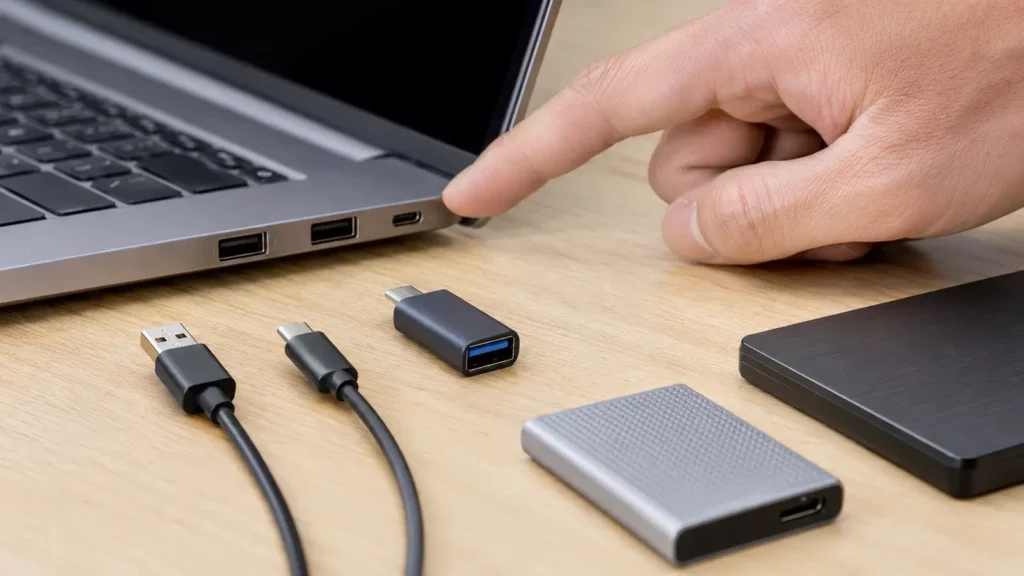 Conectores USB-A e USB-C são comparados antes da compra.