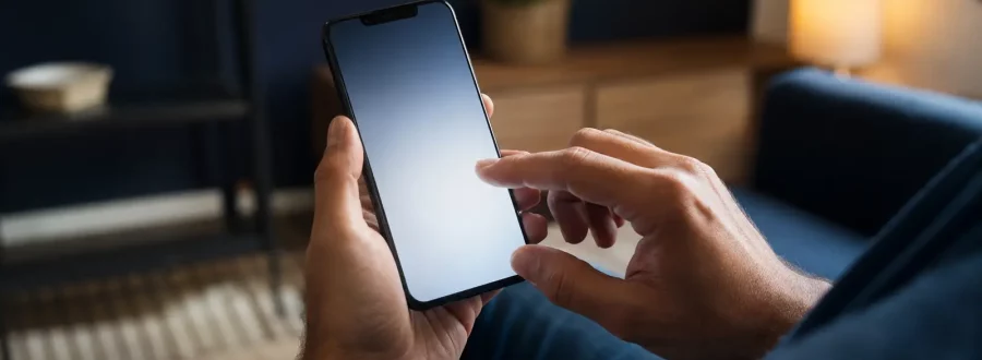 Pessoa ajusta o brilho de um celular em ambiente com iluminação variável