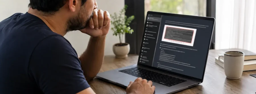 Pessoa usa inteligência artificial para interpretar uma mensagem de erro.